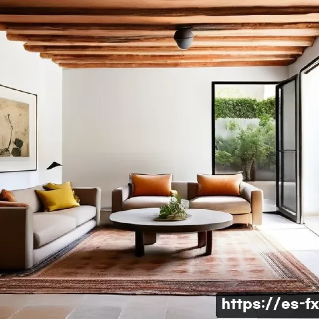 전통 양식의 현대적 건축 응용 - **Andalusian-Inspired Living Space with Modern Twist:** "A spacious, naturally lit interior living r...
